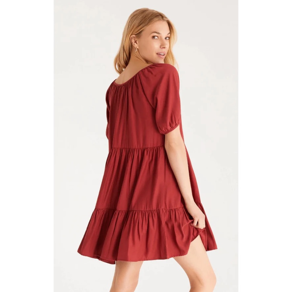 Z-SUPPLY Kylie Tiered Mini Dress in Red - Picture 3 of 8